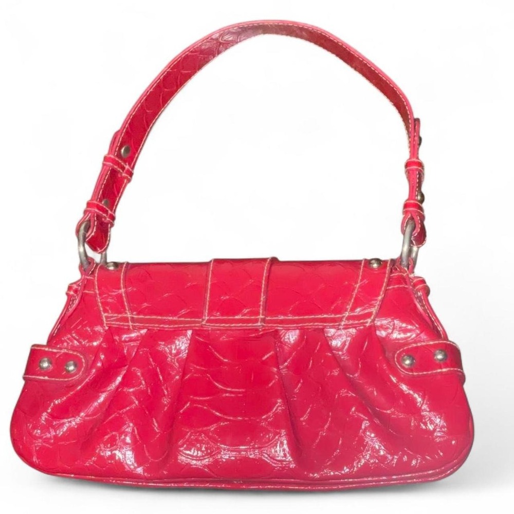 Bisou Bisou Red faux patent leather (PVC) Shoulder handbag with silver accents - Picture 6 of 6